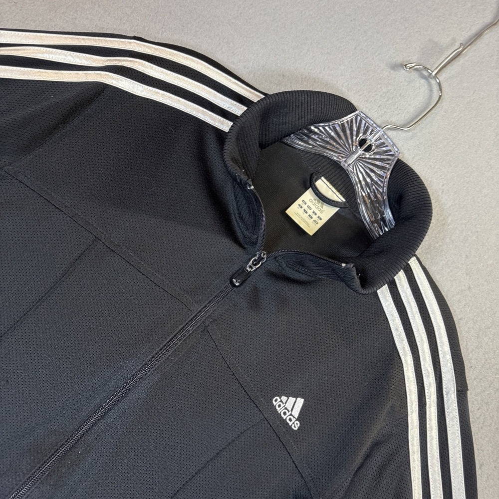 Adidas Jacket Women‎ XL Black/White Striped Sleeve Track Coat Soccer Zip Up